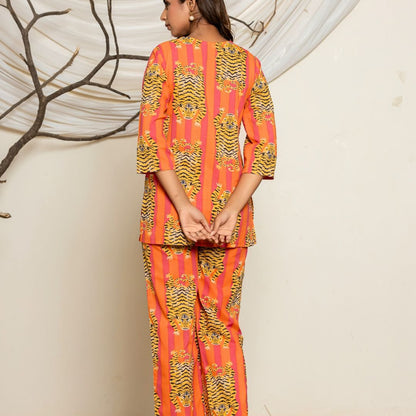 Striped Tiger print Lounge wear set - GHAAVI.