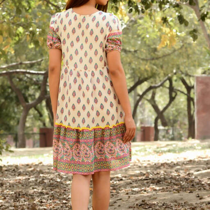 Ajrakh Print Short Dress - GHAAVI.