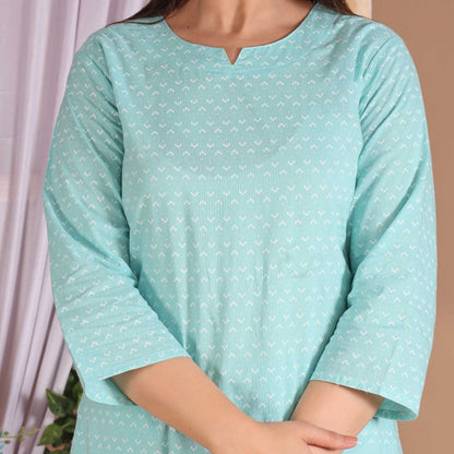 Aqua Arrow Cotton Printed Lounge wear set - GHAAVI.