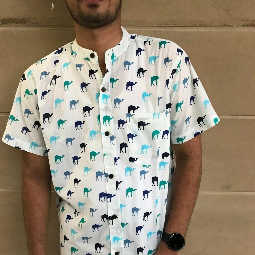 Blue Camel Short Sleeves Cotton Shirt - GHAAVI.