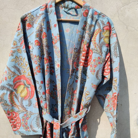 Blue Lulu Unisex waffle Bathrobe - GHAAVI.