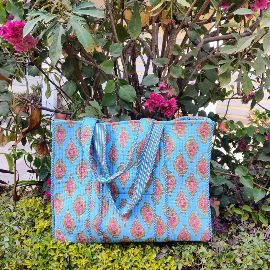 Cotton quilted Shoulder Tote - 9 options - GHAAVI.