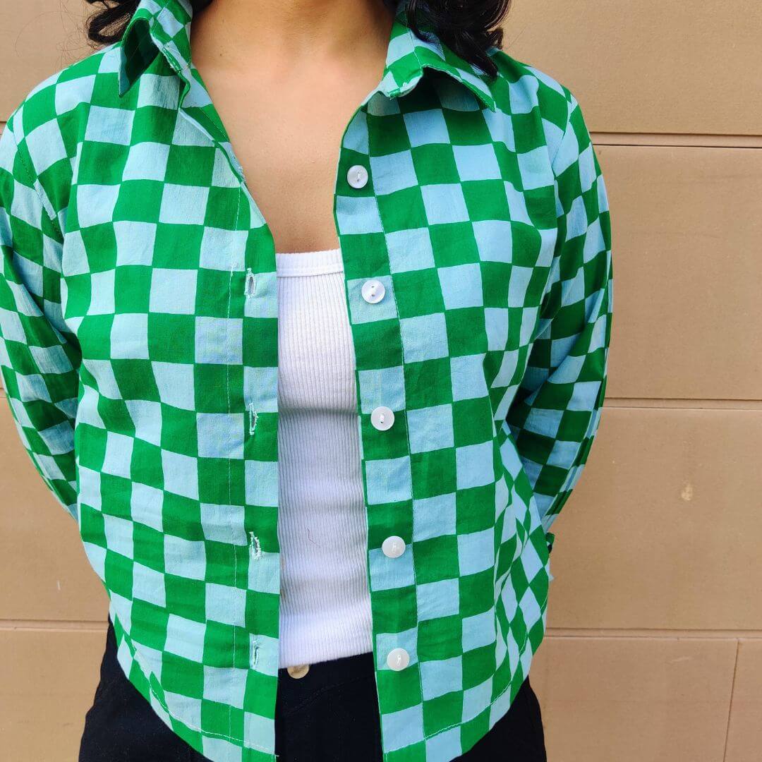Green Go board Cotton Crop shirt - GHAAVI.