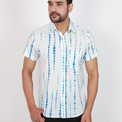 Shibori Short Sleeves Cotton Shirt - GHAAVI.