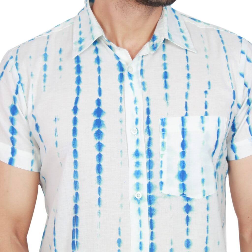 Shibori Short Sleeves Cotton Shirt - GHAAVI.